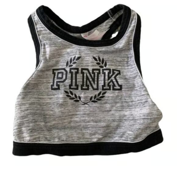 VS Pink Women's Size XS Sports Bra Top Cropped Wireless Stretch Gray & Black - Picture 5 of 5